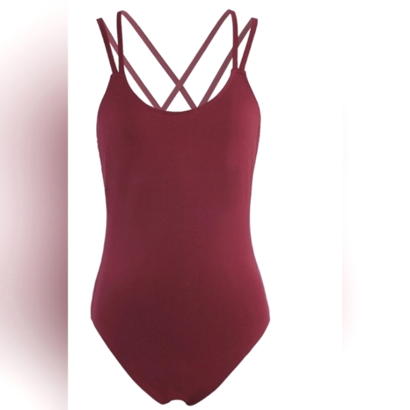 Shimmer Rosewood Rust Color One Piece Swimsuit. Size LG. - Picture 1 of 6